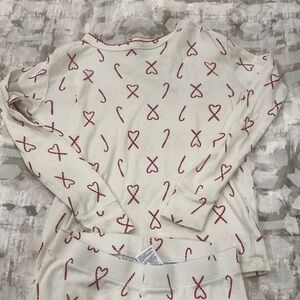 GAP Kids Pajama Set (organically grown cotton)- Cream with Red Hearts